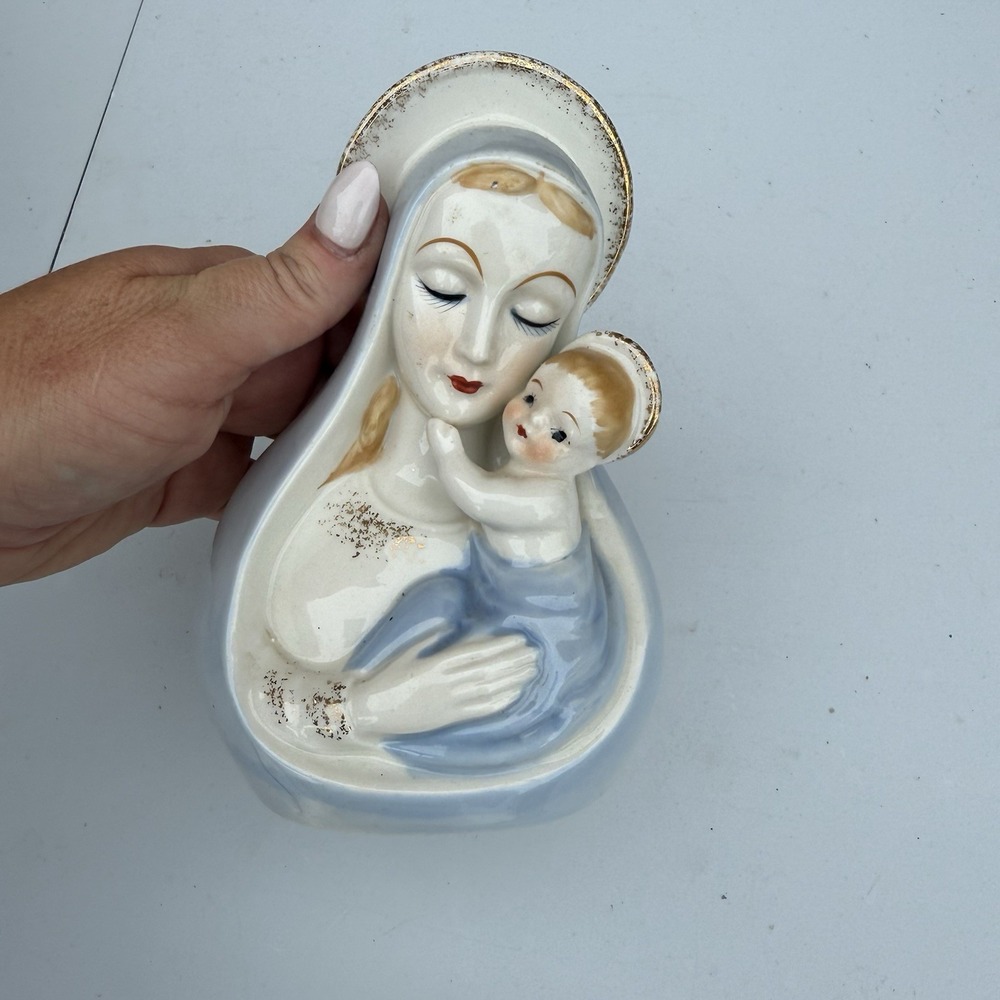 Madonna and Child‎ Planter/Vase Hand Painted Figurine Shafford, Japan Bone China